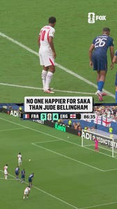 Jude Bellingham was absolutely thrilled to see Saka complete his hat trick