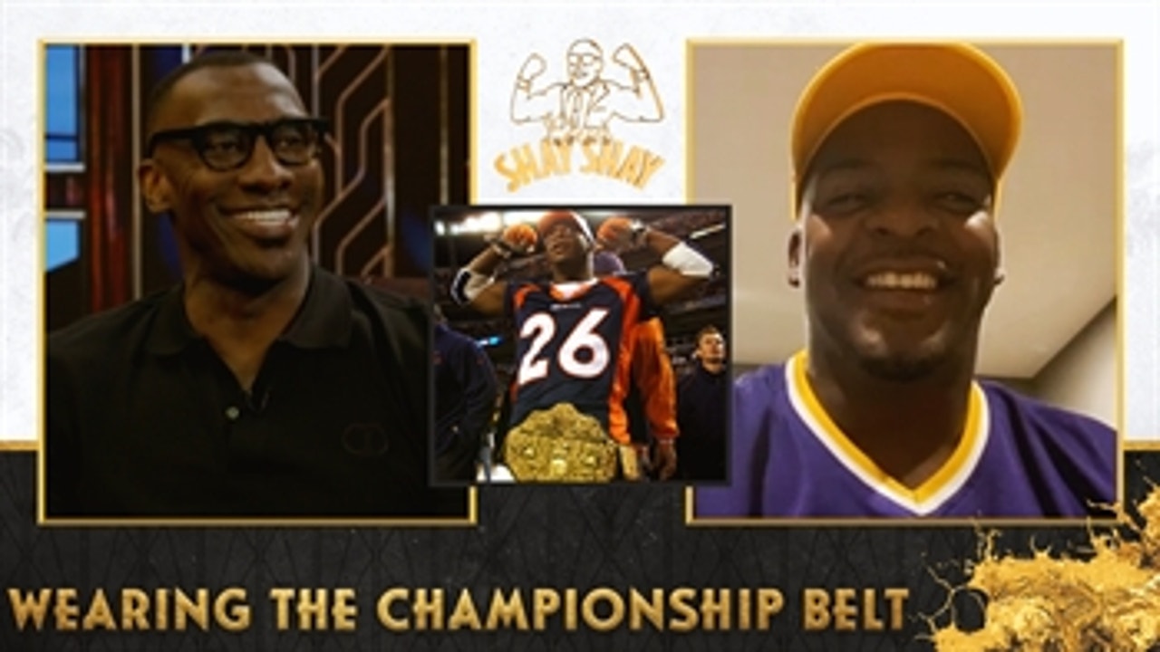 Shannon Sharpe handed Clinton Portis the WWE Championship belt during his 5 TD game I Club Shay Shay