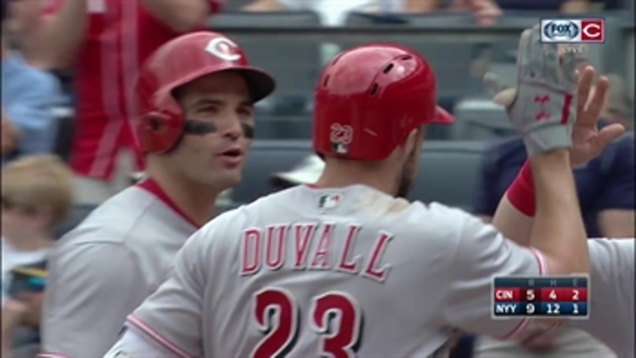 WATCH: Adam Duvall hits three-run home run at Yankee Stadium