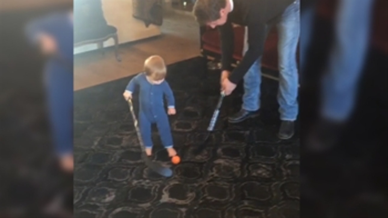Wayne Gretzky teaching hockey to his 11-month old grandson is just great