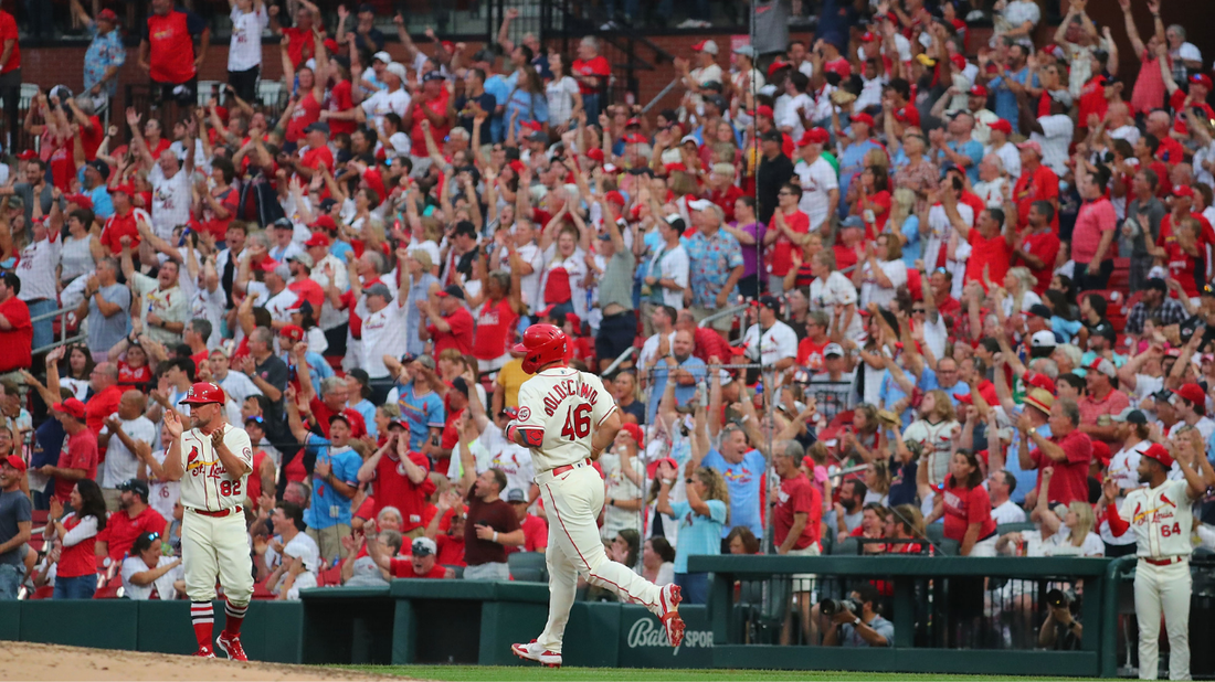 The Cardinals celebrated Tyler O'Neill's walk-off home run by
