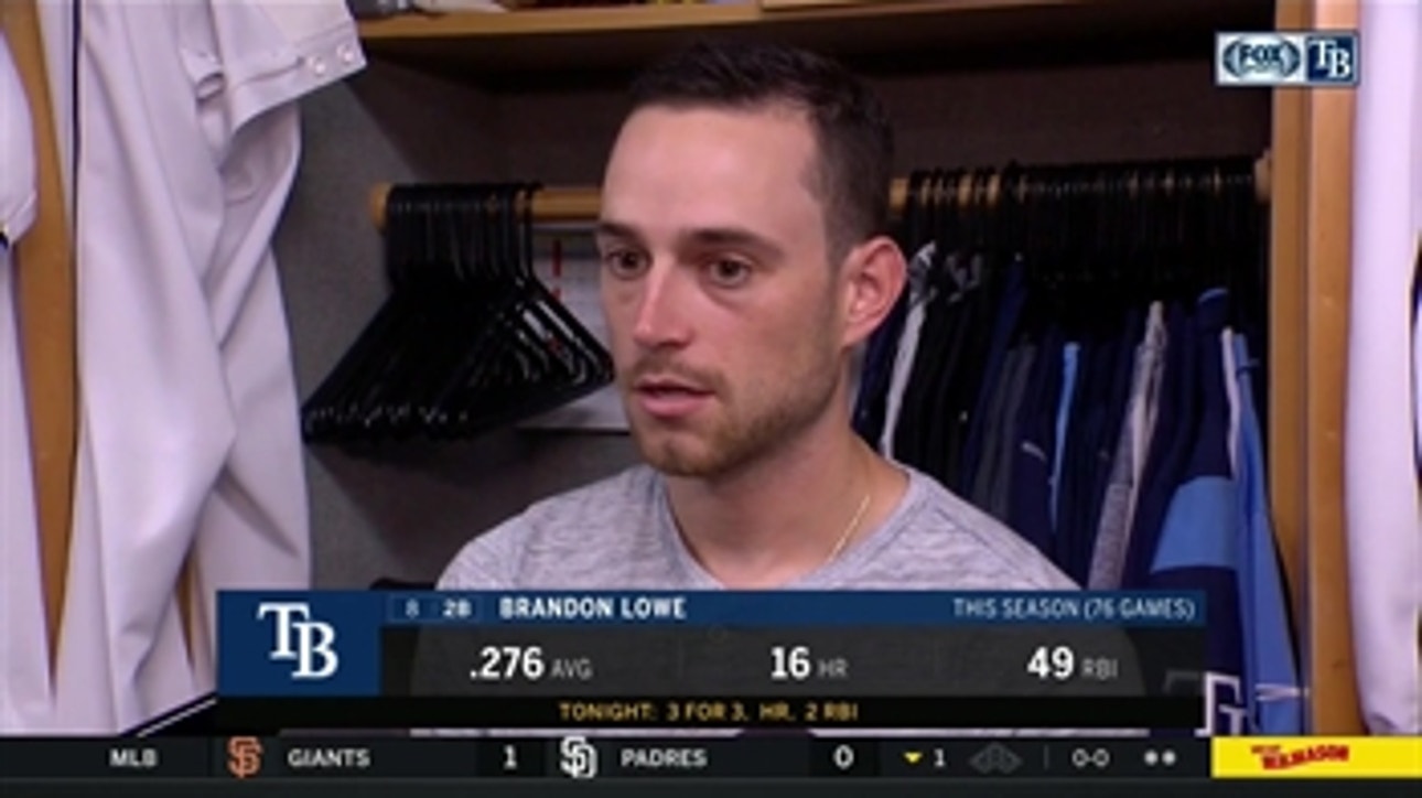 Brandon Lowe on exiting game with right-leg contusion after his 3-hit night