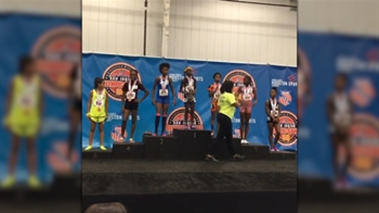 Watch Chad Johnson's daughter win gold at the Junior Olympics
