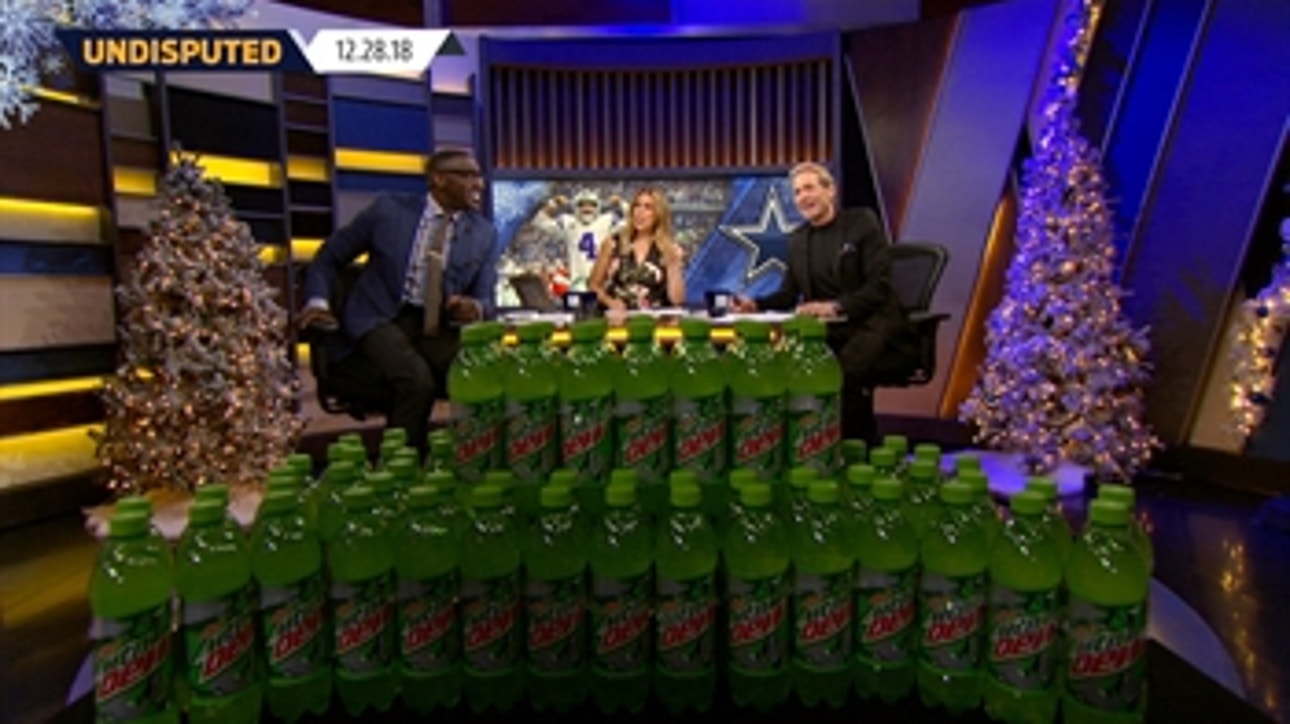 Watch Shannon Sharpe surprise Skip Bayless with cases of Diet Mountain Dew