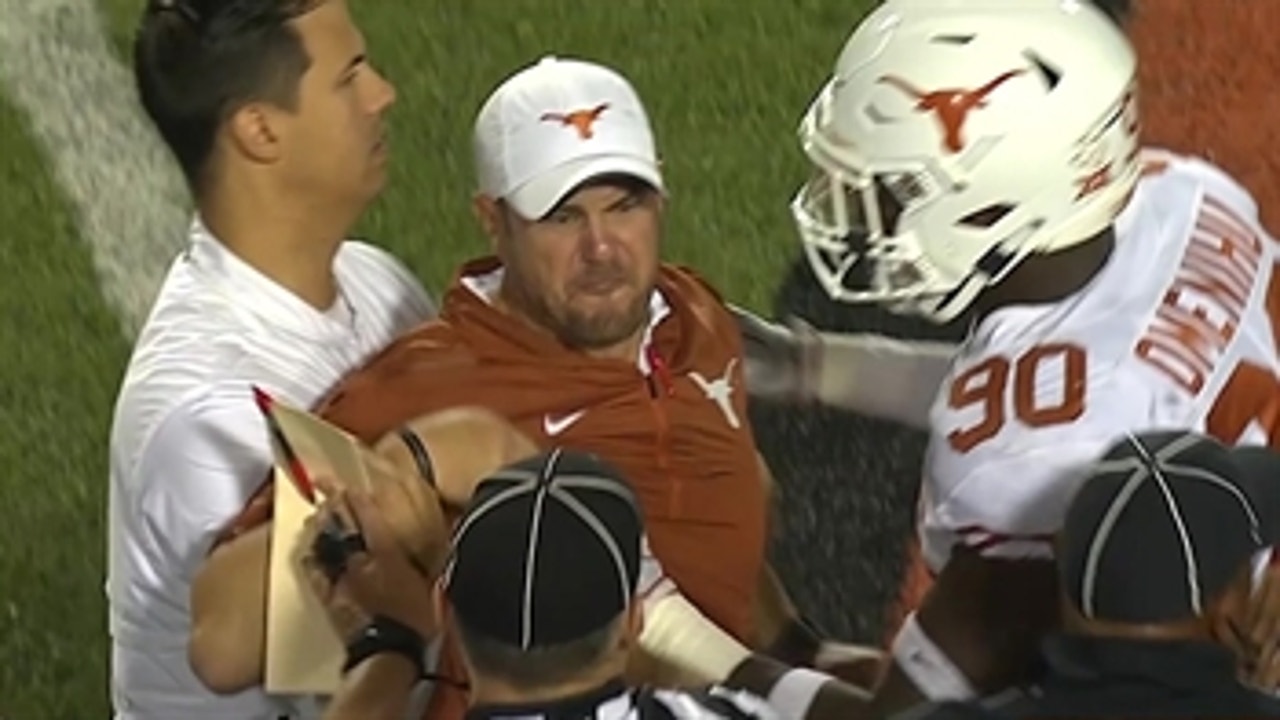 Oklahoma State vs. Texas ends in a near brawl and an altercation between coaches Tom Herman and Mike Gundy