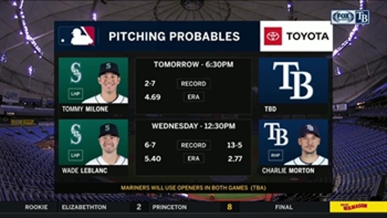 Rays go with opener in Game 2 vs. Mariners
