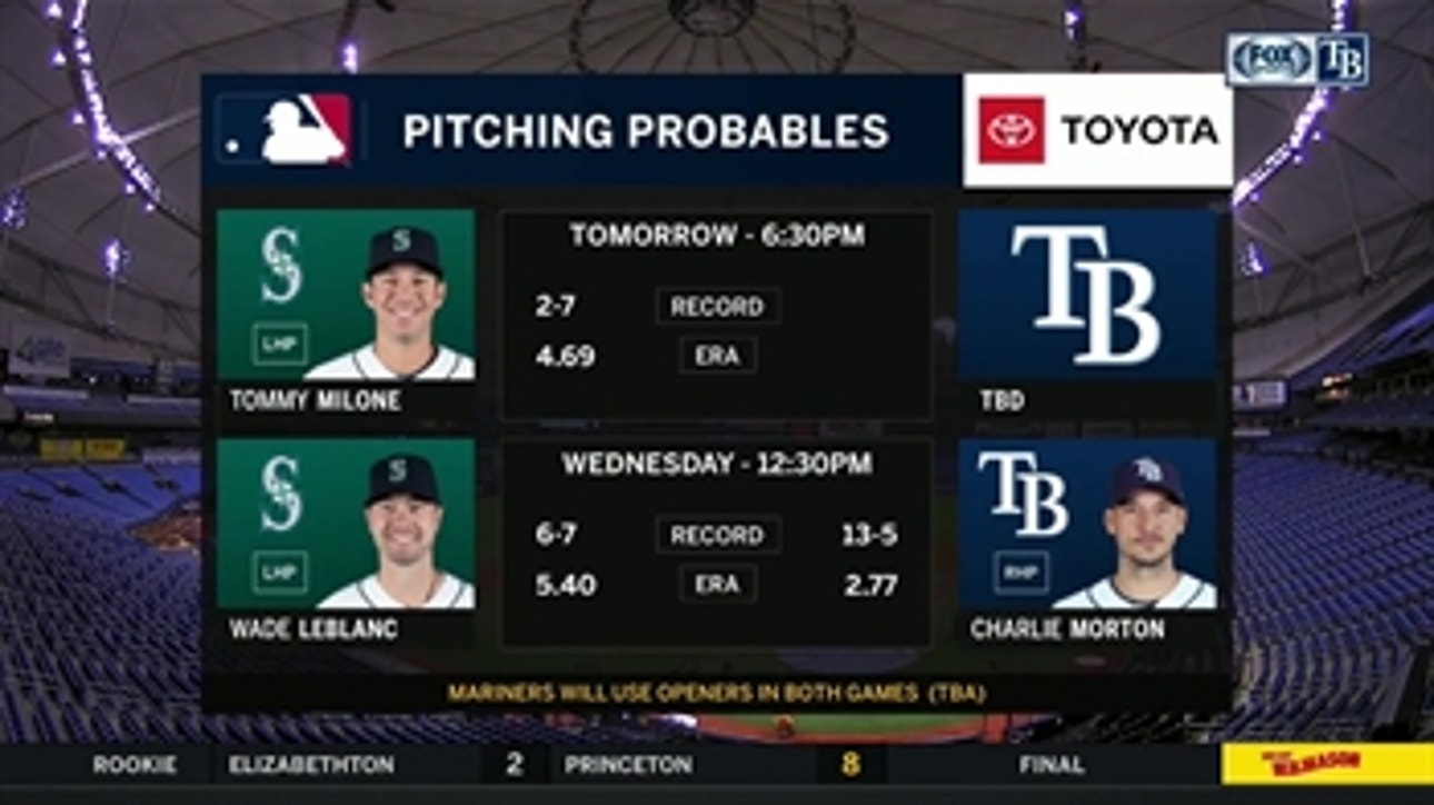 Rays go with opener in Game 2 vs. Mariners