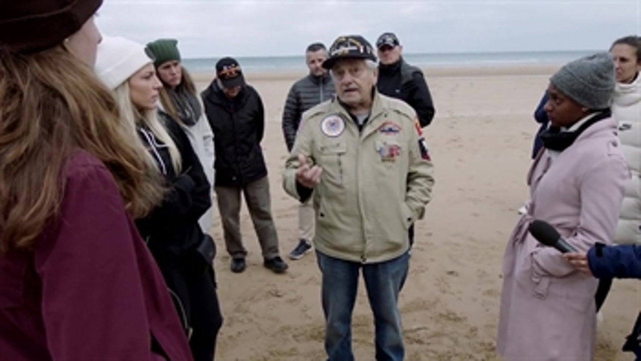 USWNT visits Omaha Beach with WWII veterans