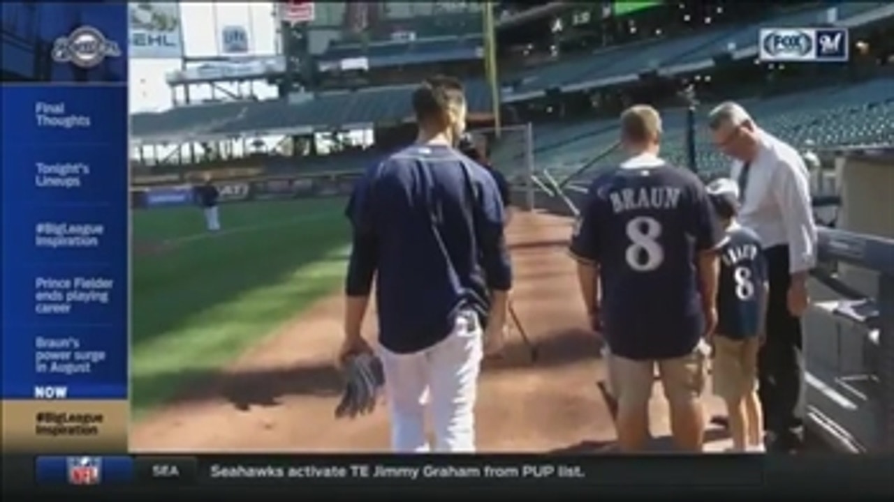 Brewers' Braun surprises young fan before game