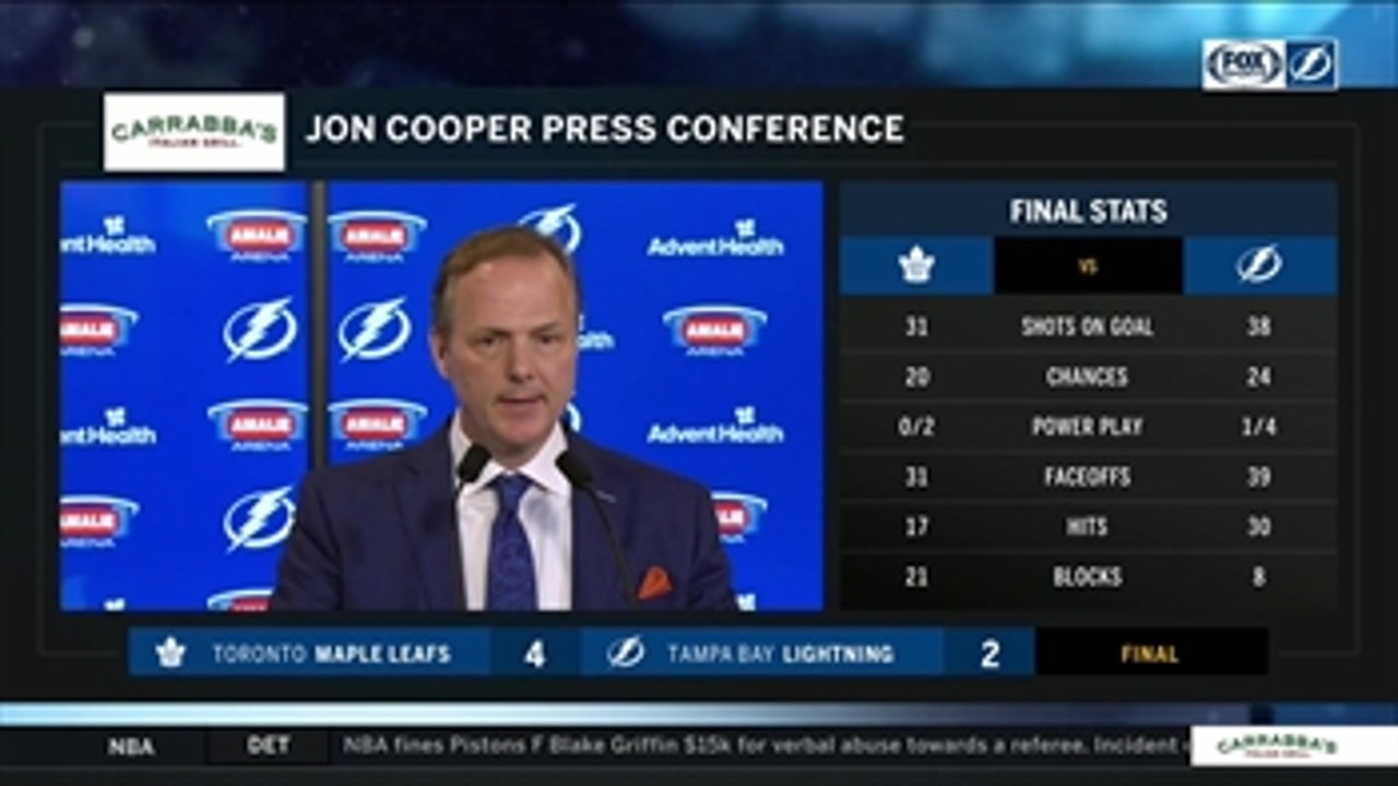 Jon Cooper says Lightning played well enough to win but a few breakdowns made the difference