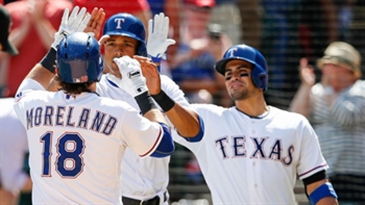 Moreland helps Rangers topple Blue Jays