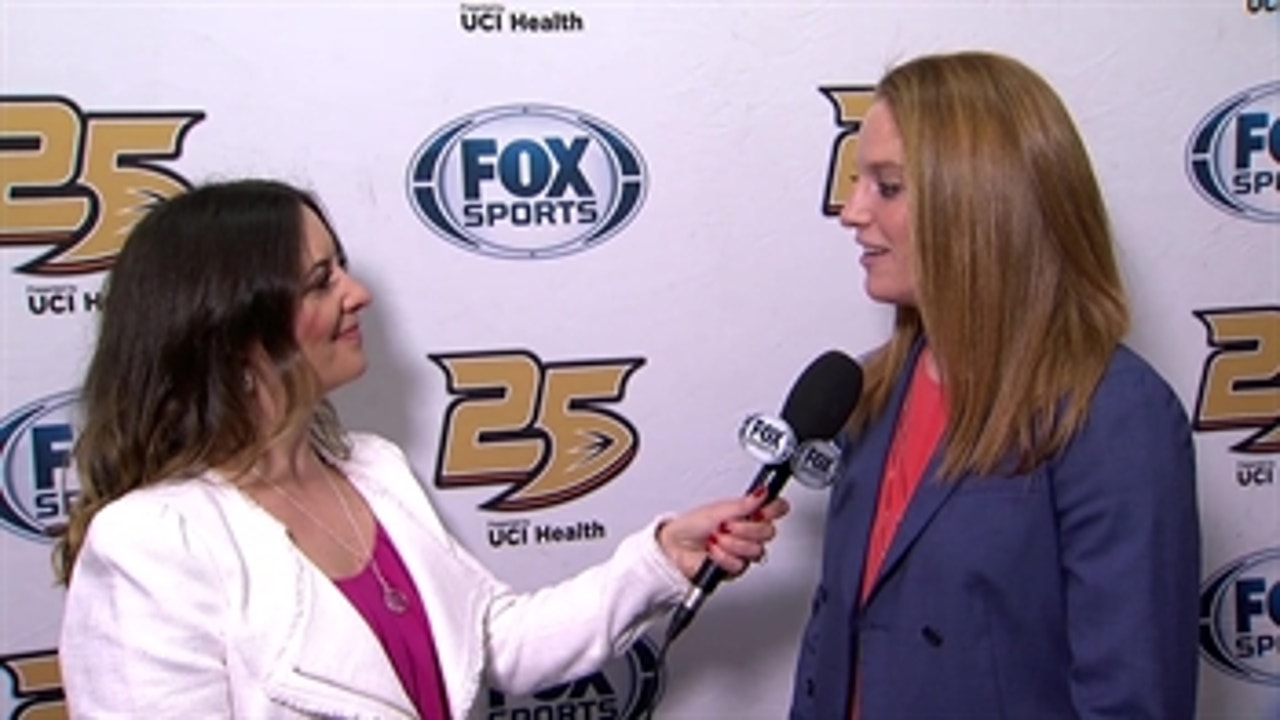 Molly Schaus discusses her jersey retirement at BC and working with the Ducks SCORE program