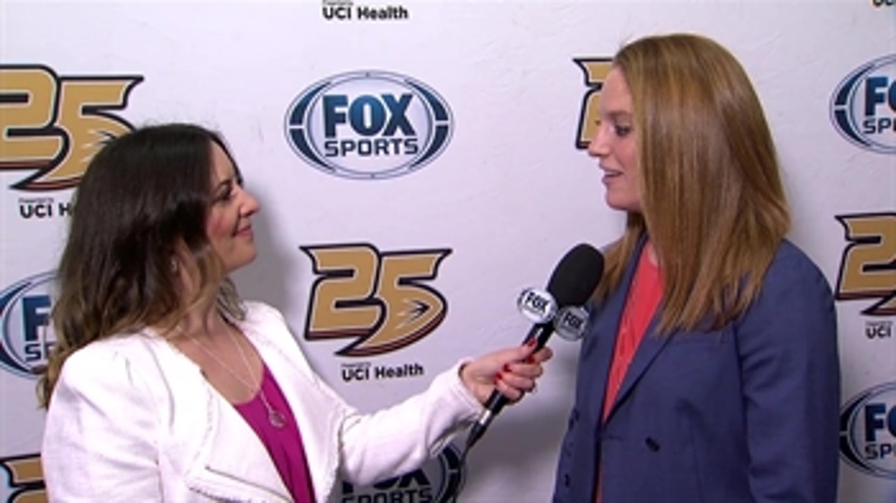 Molly Schaus discusses her jersey retirement at BC and working with the Ducks SCORE program