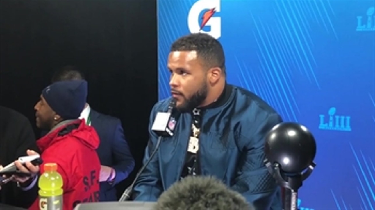 Aaron Donald talks with media after Super Bowl LIII Loss