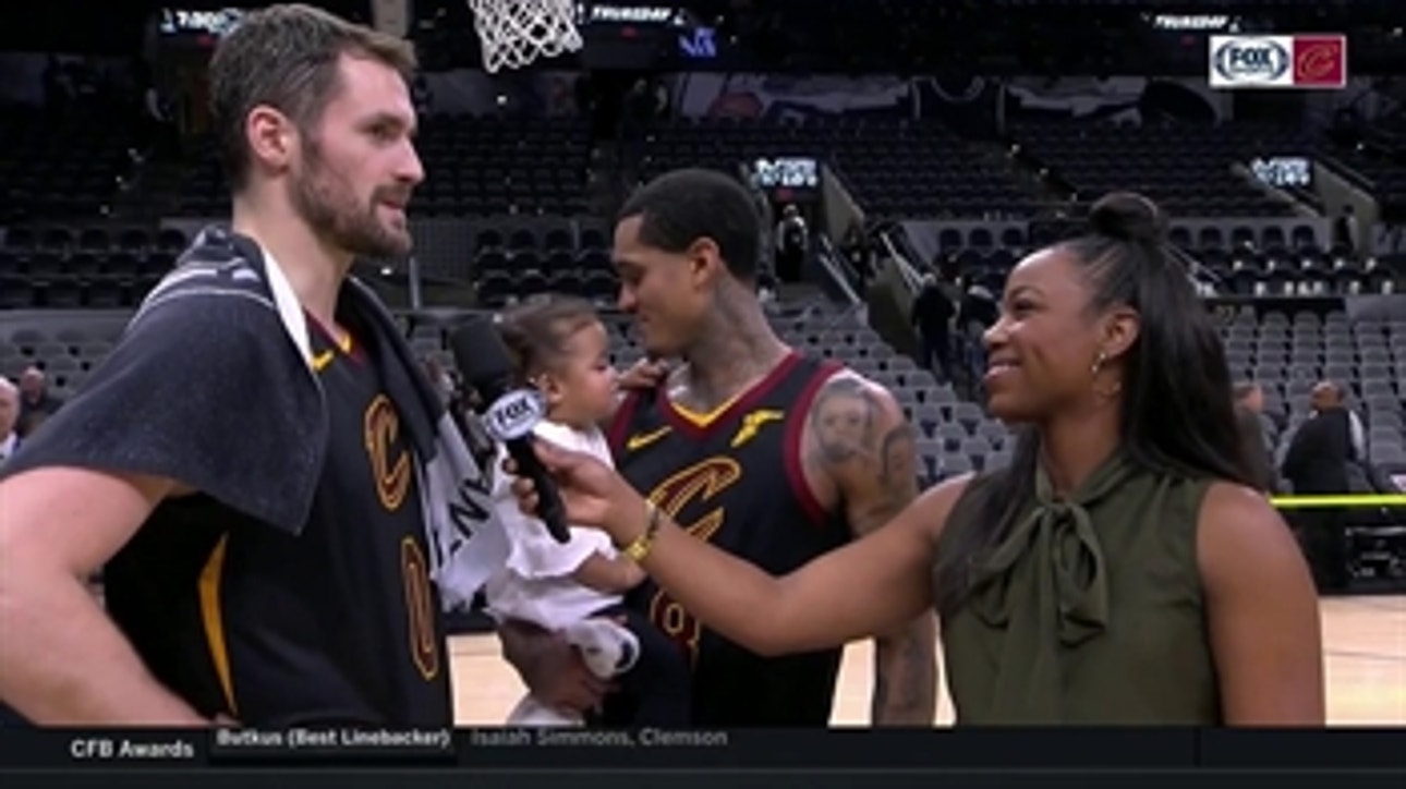 Love, Clarkson joined by special guest after big OT win in San Antonio