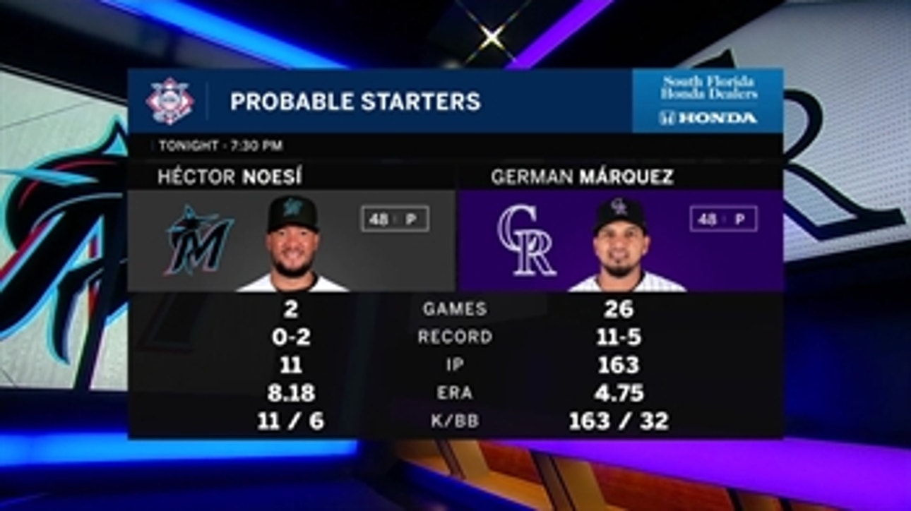 Héctor Noesi,German Marquez square off in Marlins-Rockies Game 2 in Denver