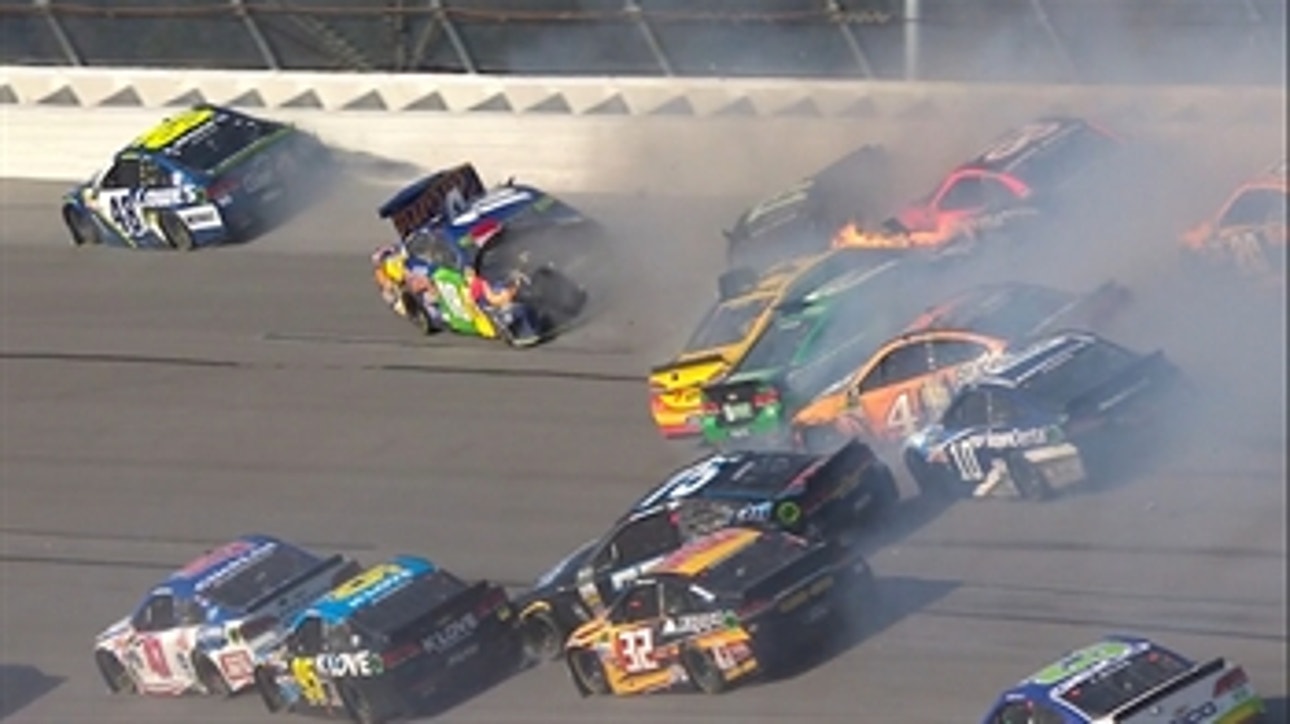 17 cars and multiple playoff drivers taken out in massive crash  ' 2017 TALLADEGA