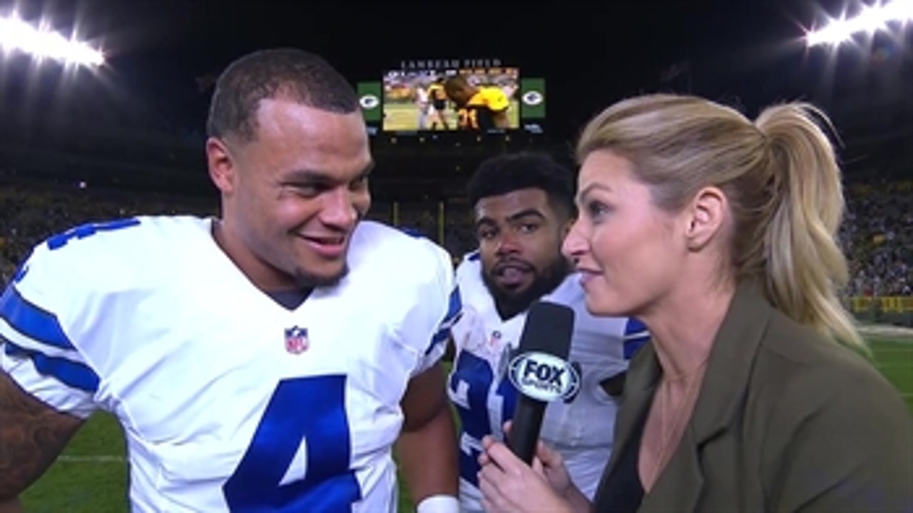Dak Prescott was asked about his starting QB job by Erin Andrews on Sunday