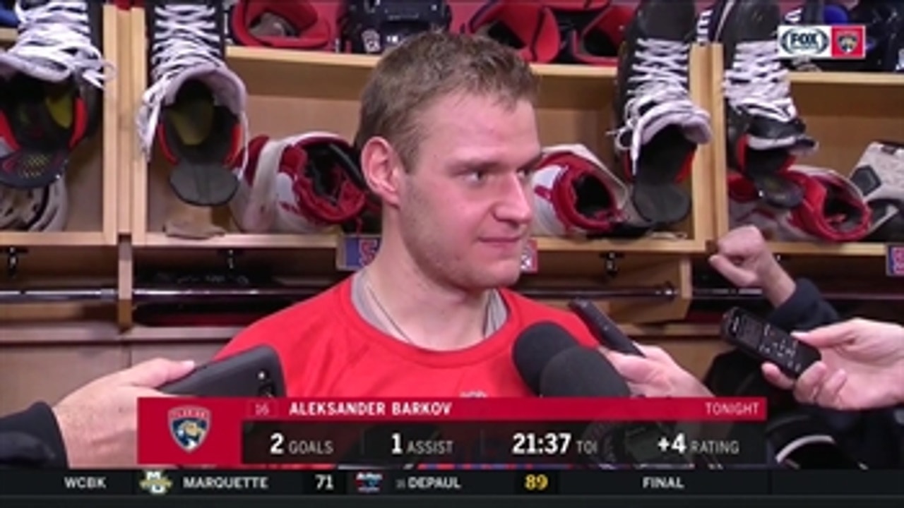 Aleksander Barkov shows respect to both sides after win and his 3-point night