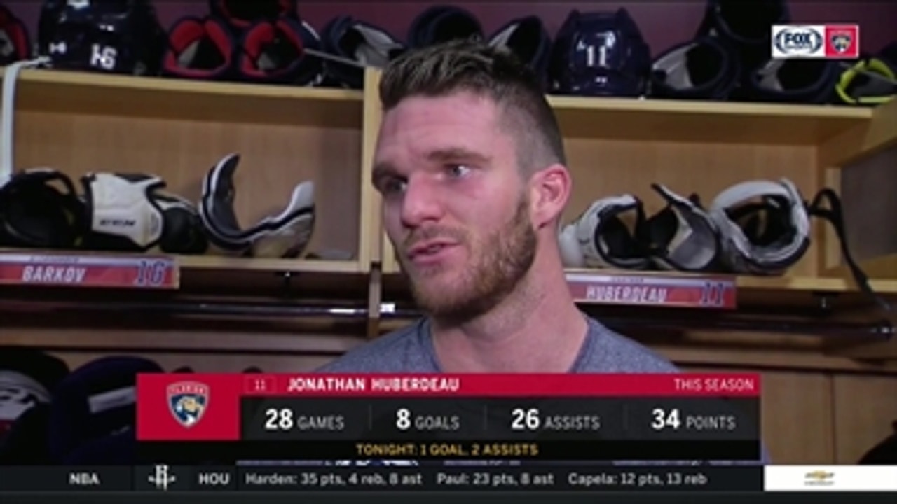 Jonathan Huberdeau on playing from behind, focusing attention on schedule ahead