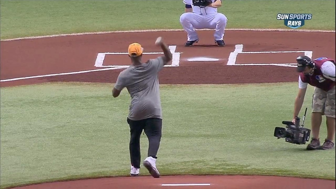 Revis throws first pitch for Rays