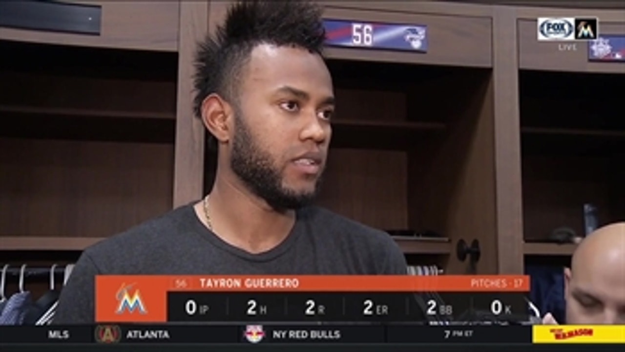 Marlins pitcher Tayron Guerrero on the 9th inning, loss to the Braves