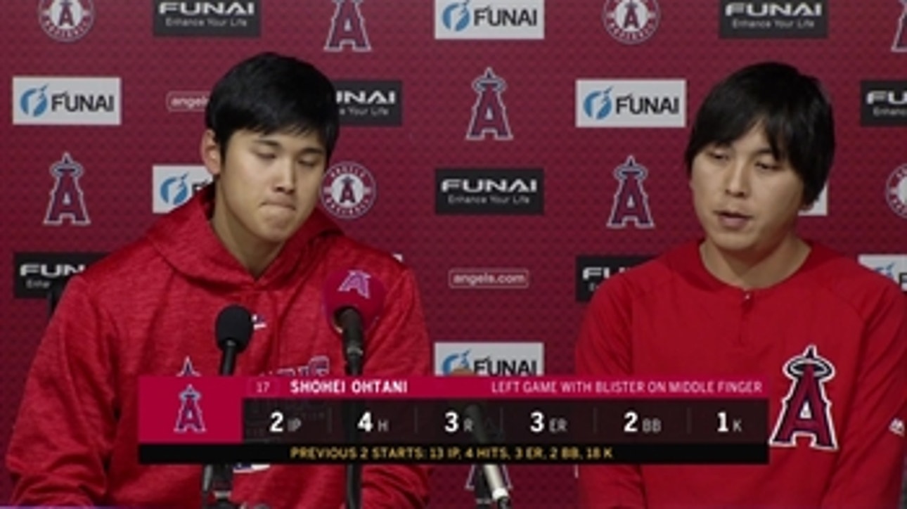 Shohei Ohtani says he will meet with medical staff and take blister 'day by day'