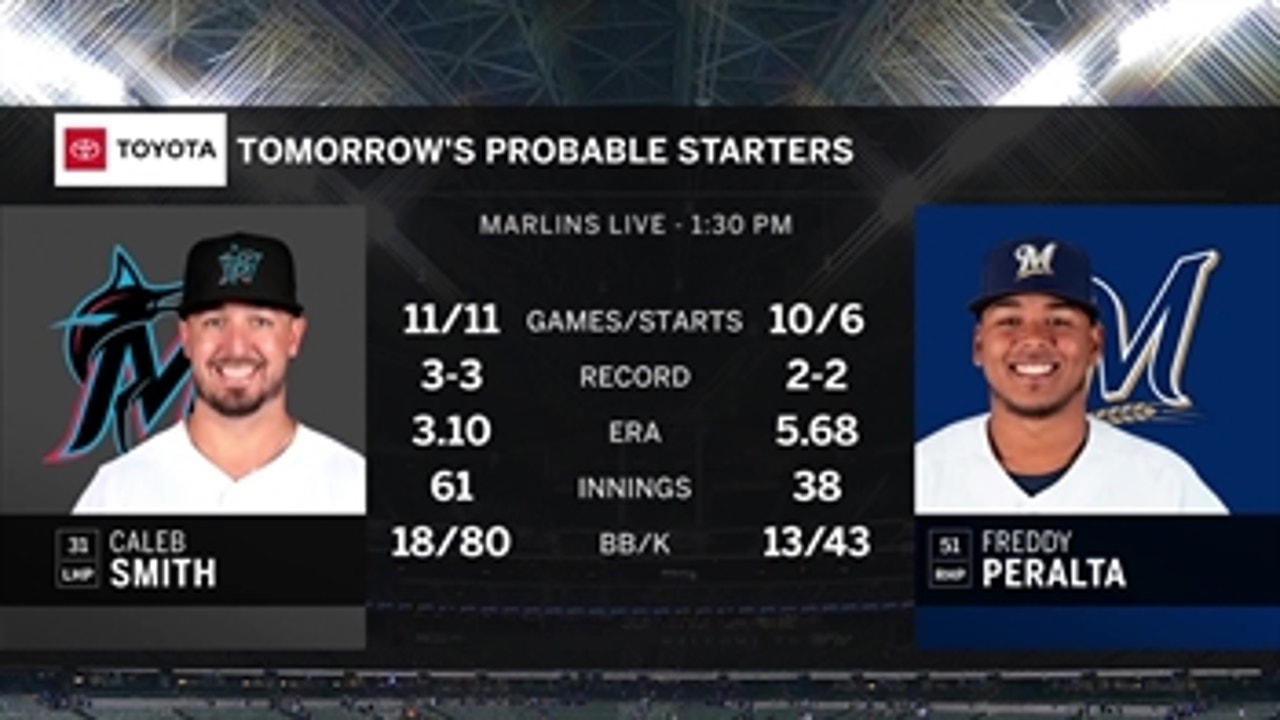 Caleb Smith starts as Marlins take aim at sweep of Brewers