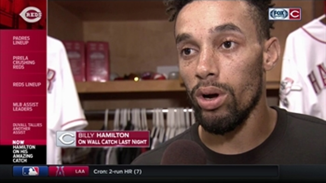 Billy Hamilton takes us through amazing center field catch made on Tuesday