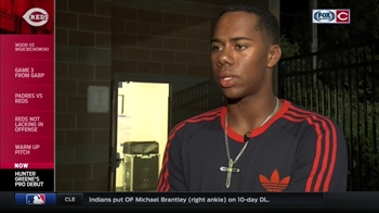 Reds prospect Hunter Greene triples in pro debut & reacts