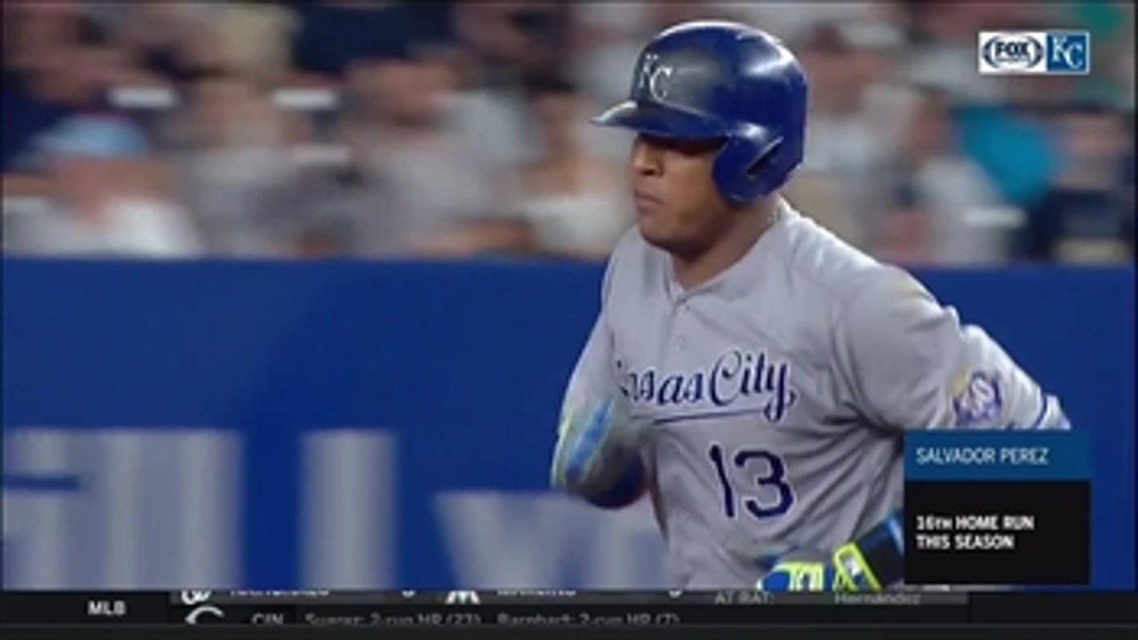 WATCH: Salvy goes yard with a two-run homer for his 16th of the year