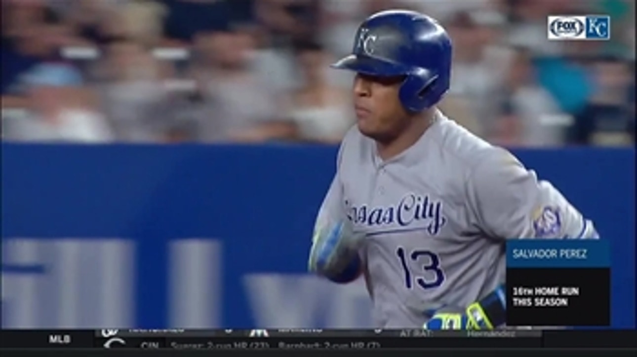 WATCH: Salvy goes yard with a two-run homer for his 16th of the year