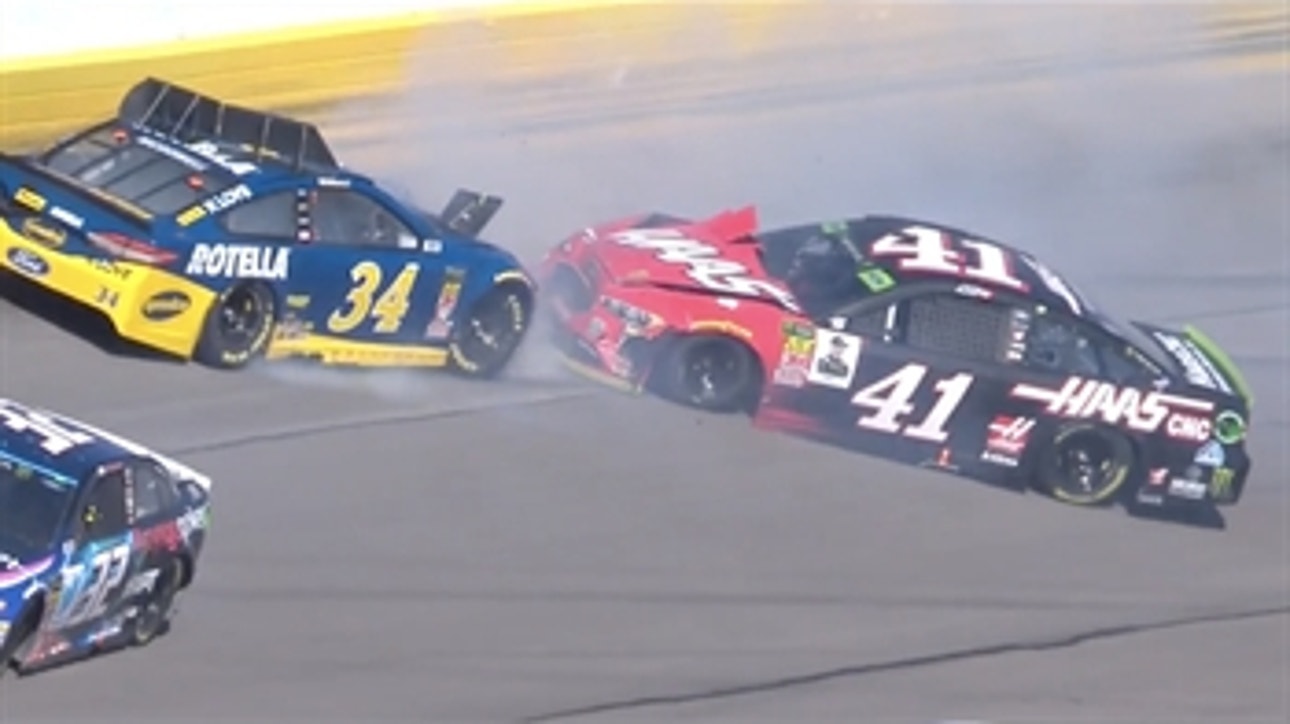 Kurt Busch & Michael McDowell wreck late | 2018 LAS VEGAS