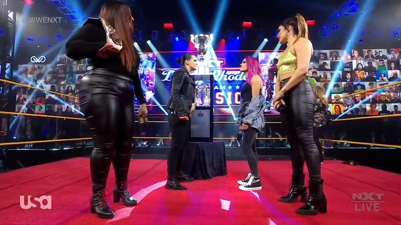 MSK, Dakota Kai and Raquel Gonzalez receive Dusty Cup Trophies