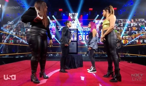 MSK, Dakota Kai and Raquel Gonzalez receive Dusty Cup Trophies