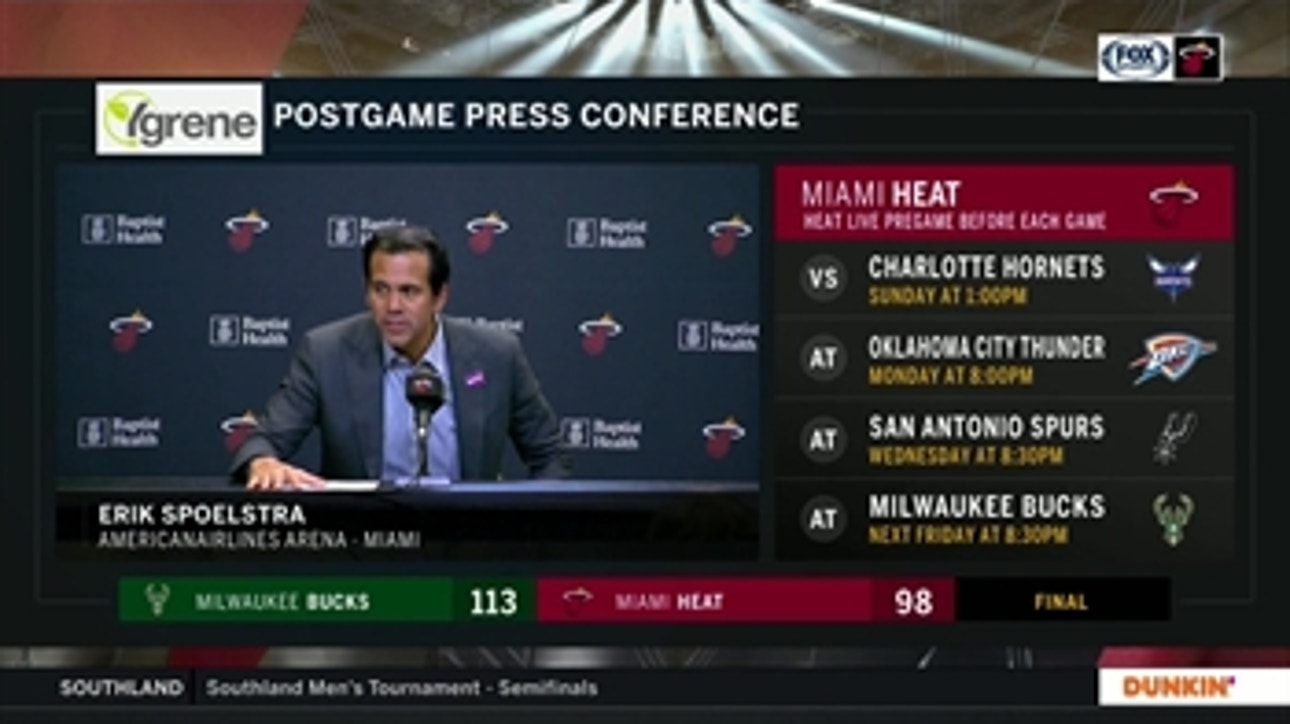 Erik Spoelstra breaks down Heat's loss to Eastern-Conference leading Bucks