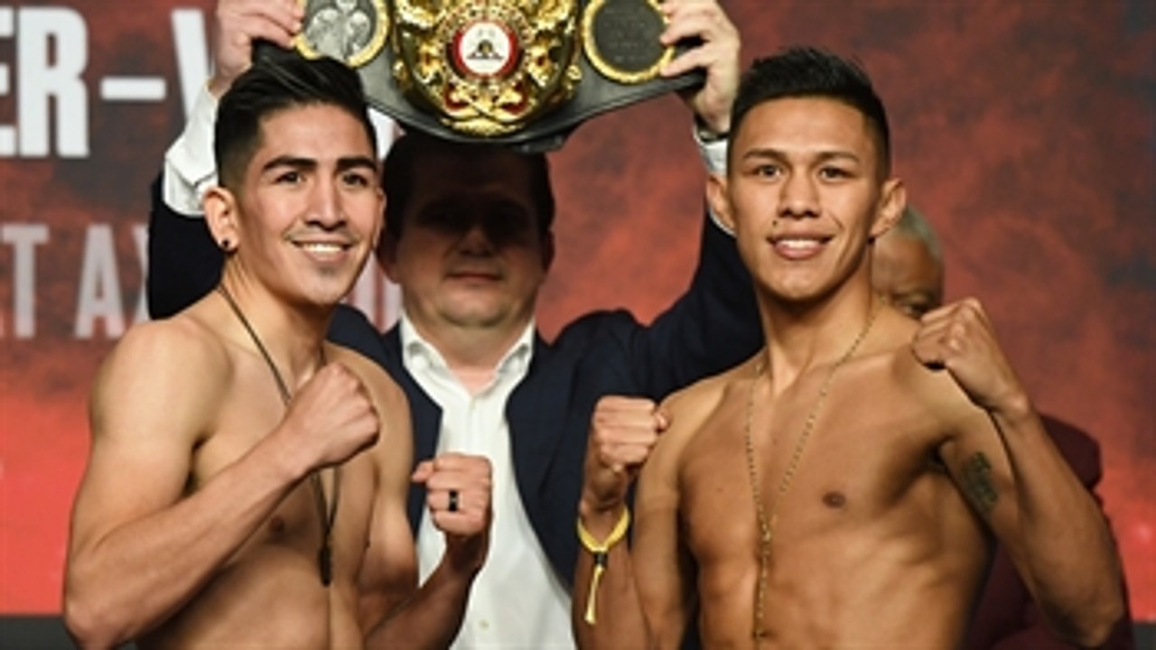 Leo Santa Cruz, Miguel Flores make weight for super featherweight title bout ' WEIGH-INS ' PBC on FOX