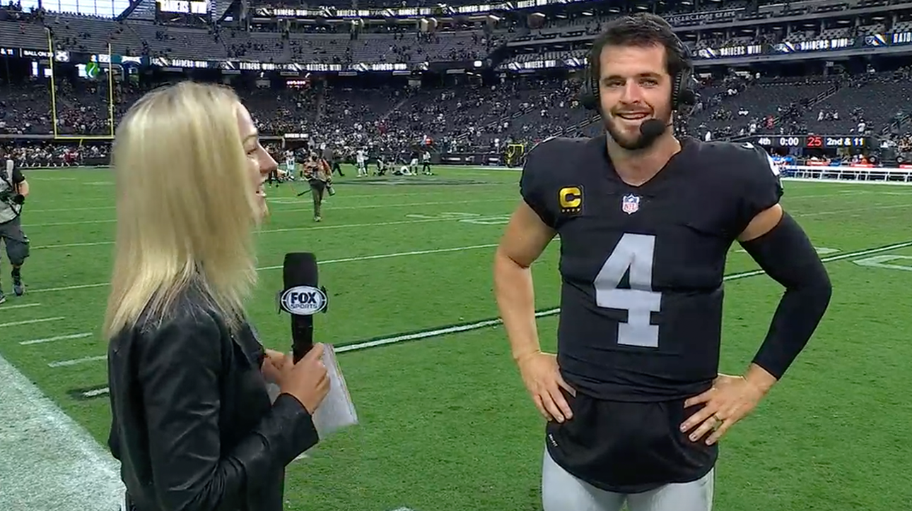 'He has the ear of the locker room' - Derek Carr speaks on coach Rich Bisaccia after Raiders' 33-22 victory over Eagles.