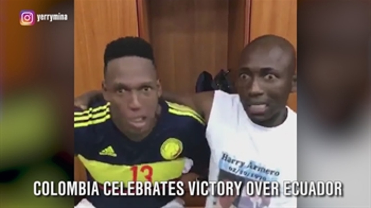 Colombia celebrates their win with wild locker room dance