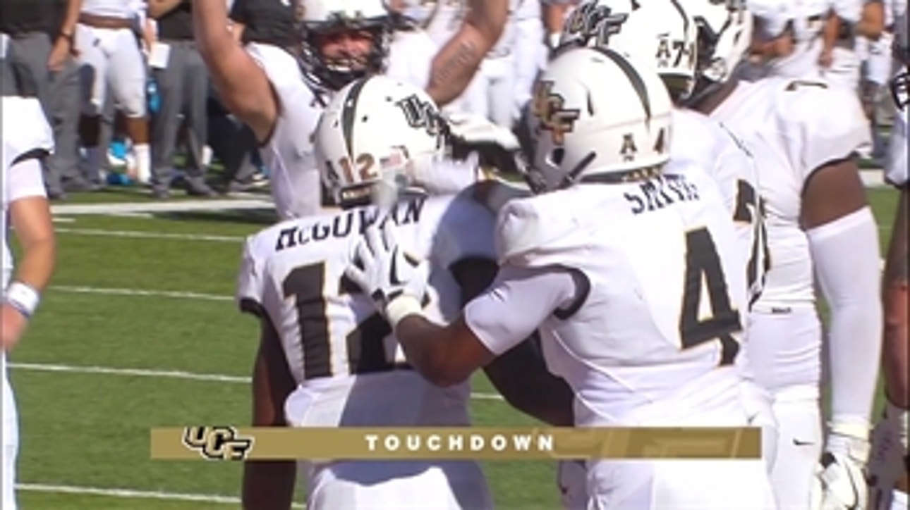 Taj McGowan scampers into the end zone to give UCF a 7-3 lead after his 1st TD run was overturned