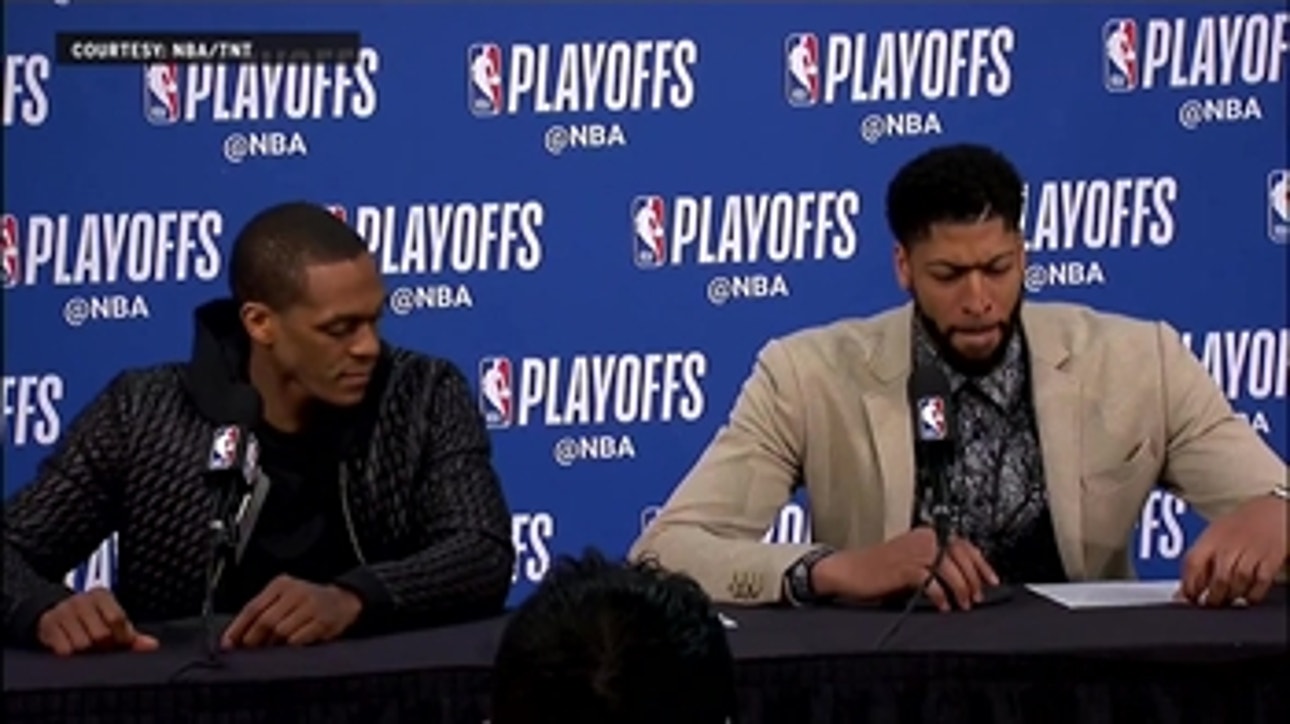 Anthony Davis and Rajon Rondo Press Conference - Game 2 ' Pelicans at Trail Blazers
