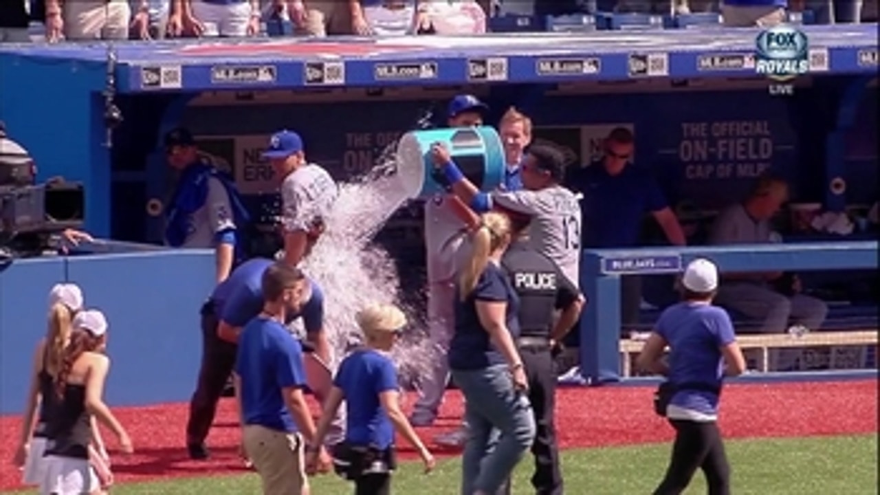 Trea Turner of Team USA is given a Gatorade bath during a post