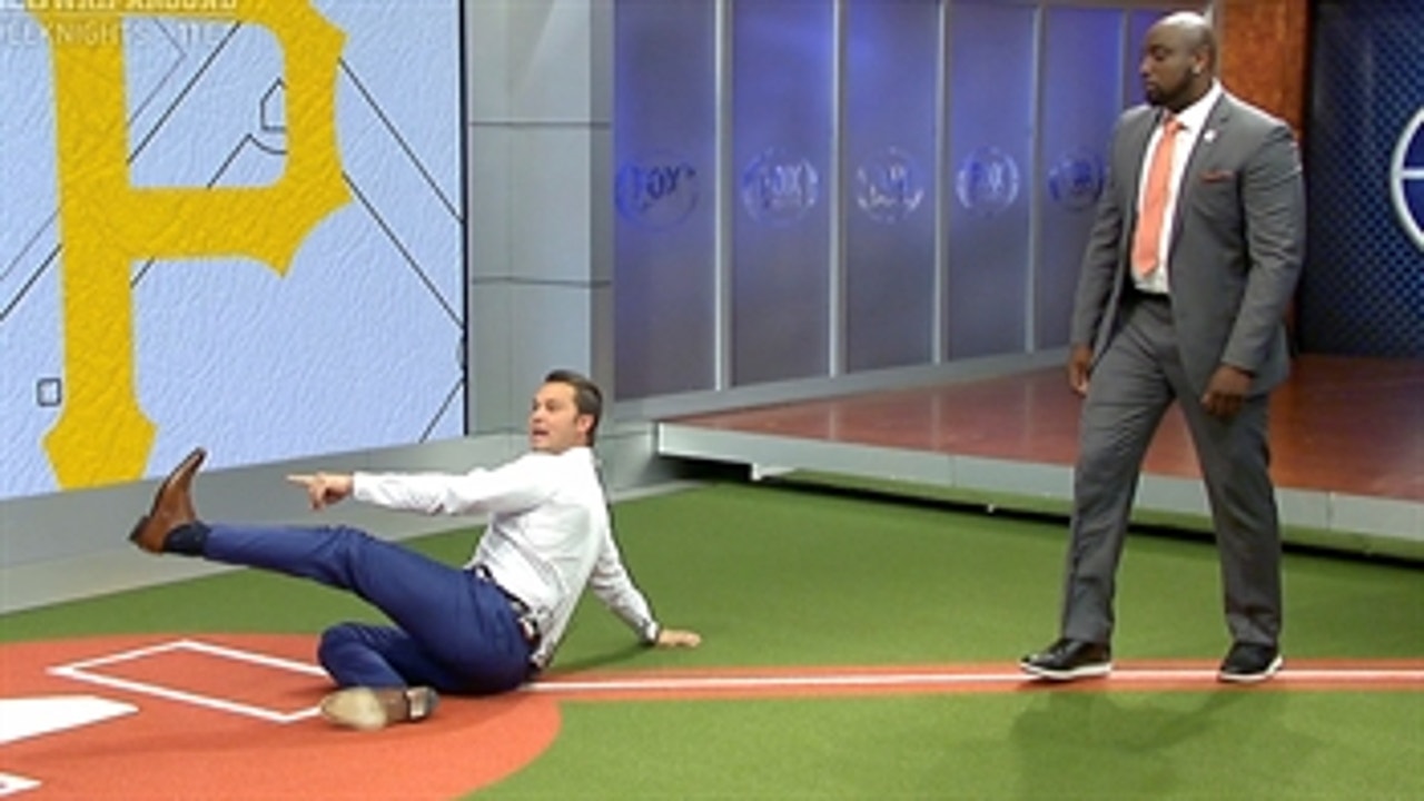 Nick Swisher demonstrates Anthony Rizzo's questionable slide against Pittsburgh