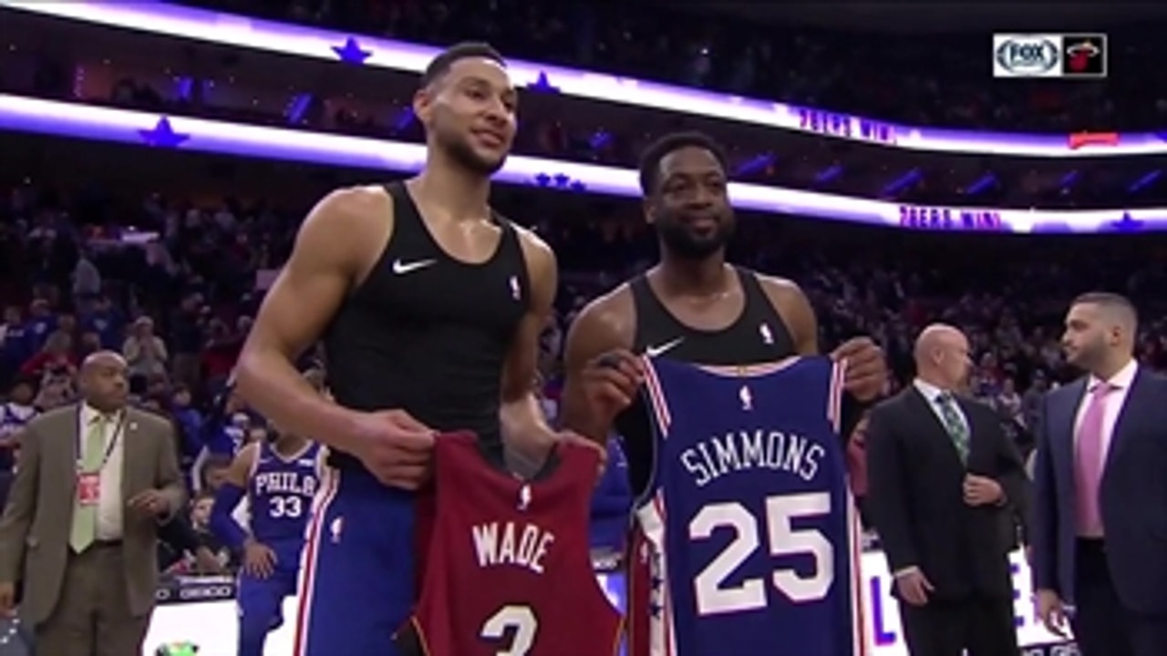 One Last Dance: Dwyane Wade, Ben Simmons swap jerseys after Wade's final game in Philly