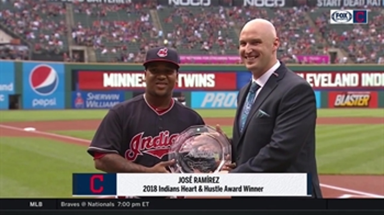 Jose Ramirez presented with 2018 Indians Heart and Hustle Award