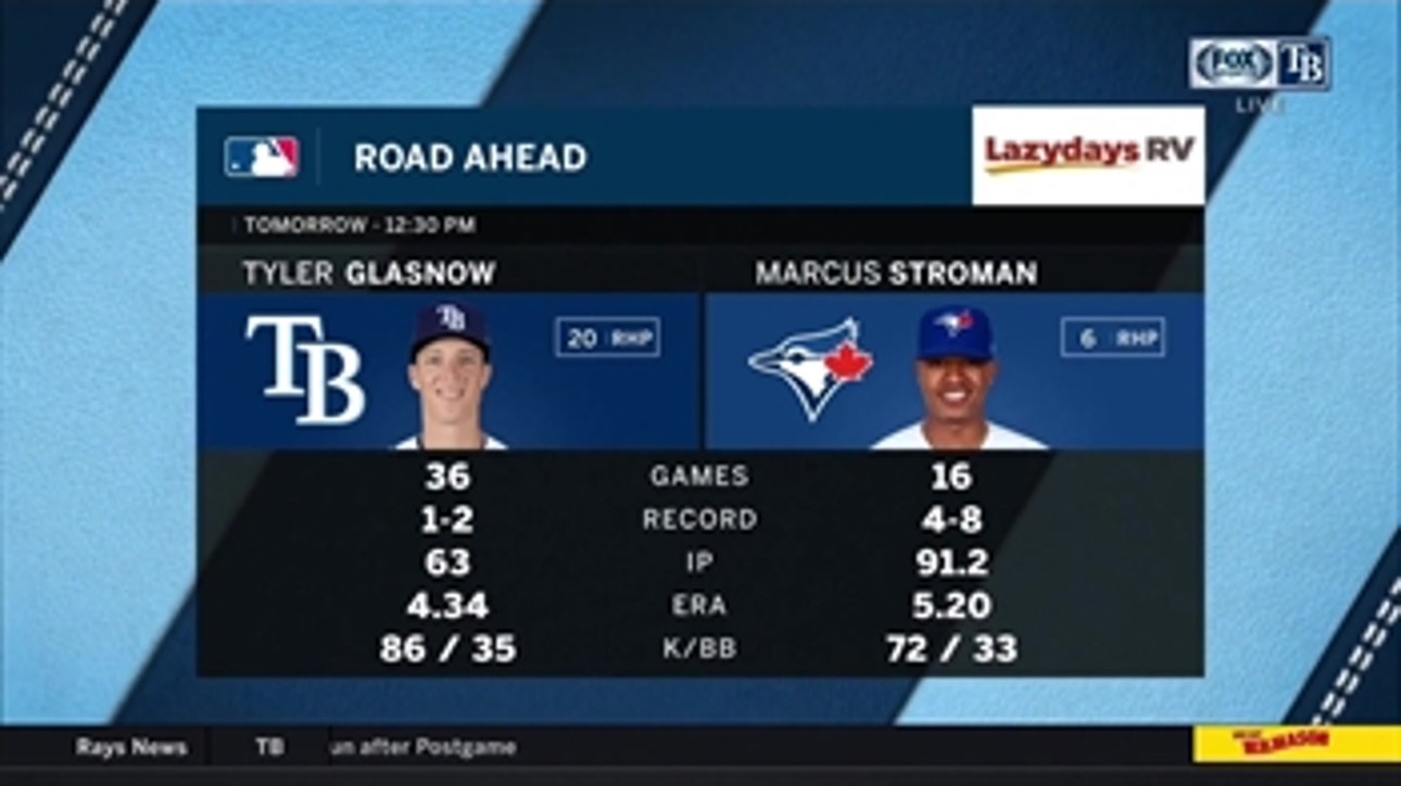 Tyler Glasnow squares off against Marcus Stroman as Rays try to continue win streak