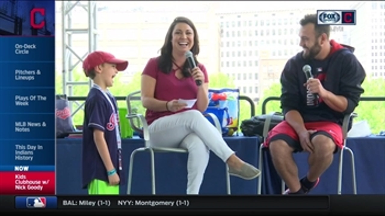 Indians reliever Nick Goody answers young boy's off-speed question