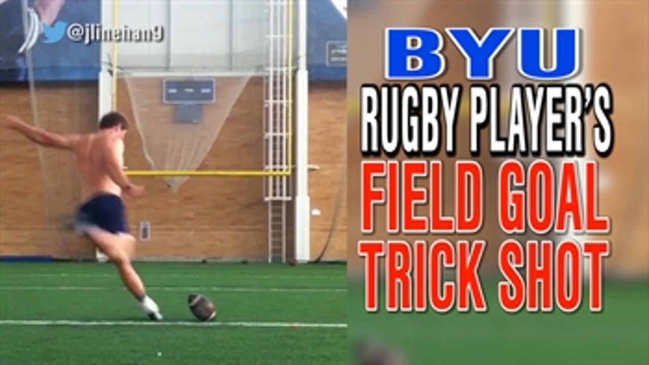 BYU rugby player's nifty field goal trick shot