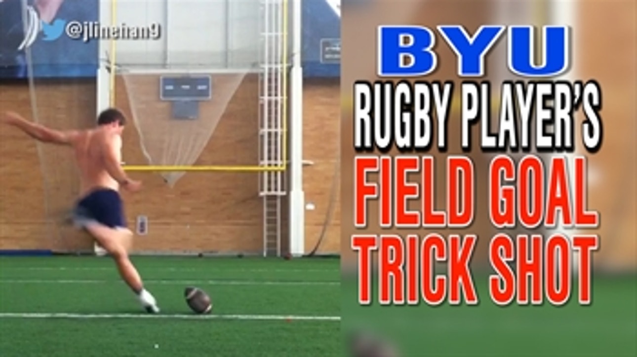 BYU rugby player's nifty field goal trick shot
