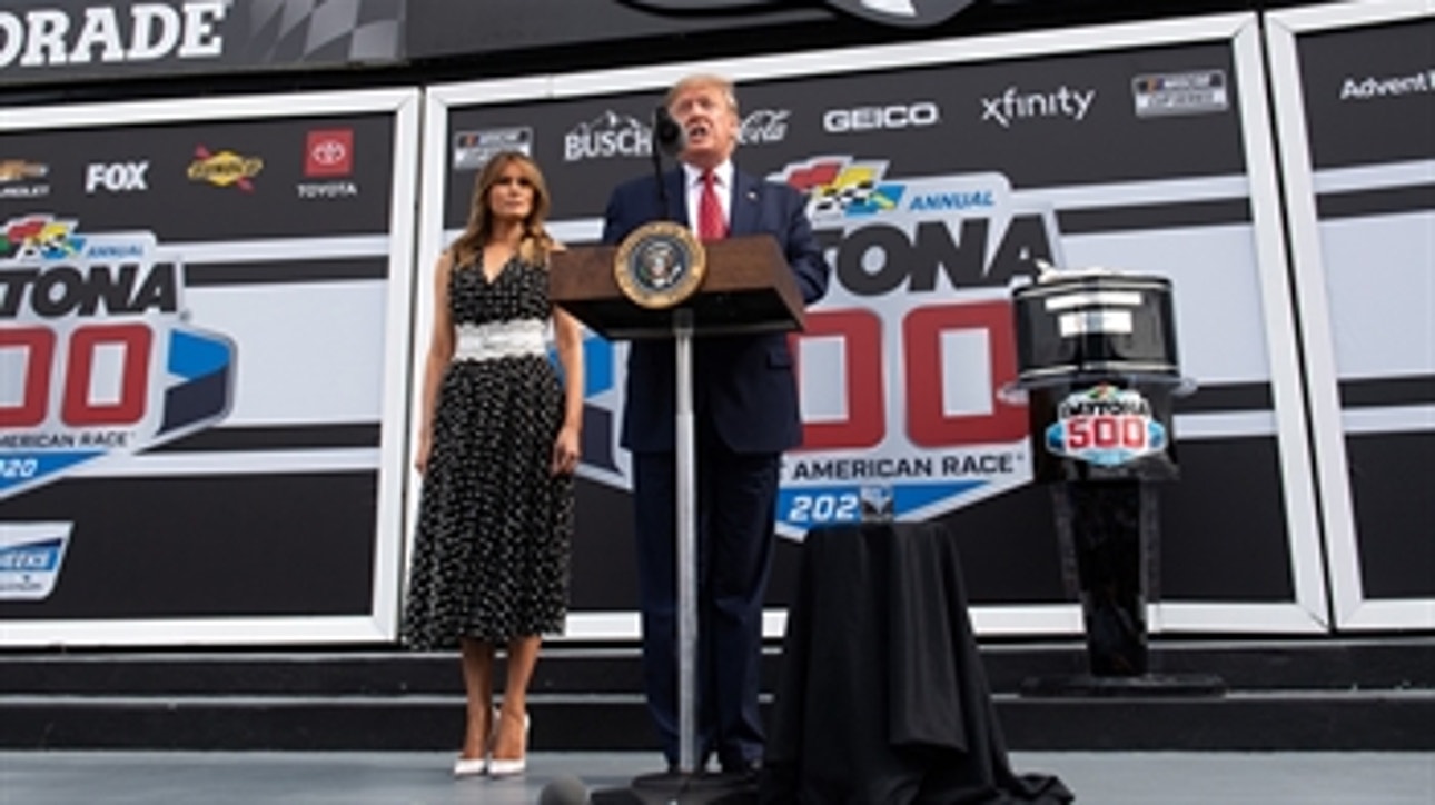 President Donald Trump gives speech before Daytona 500, where he was Grand Marshal